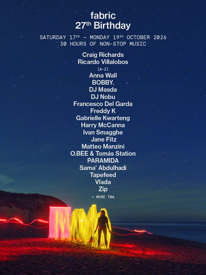 Fabric reveals the lineups for its 27th birthday with 30+ hours of music in London this october