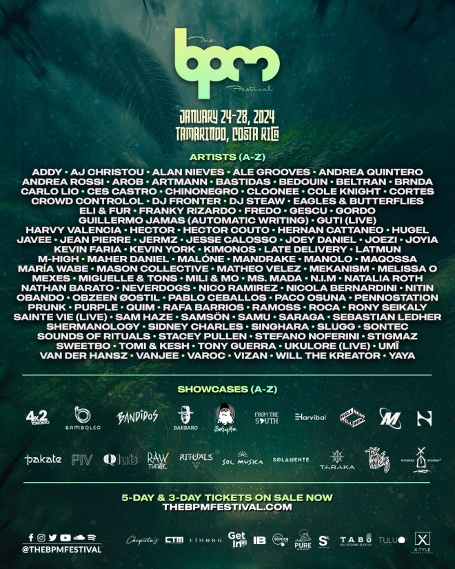 THE BPM FESTIVAL: COSTA RICA 2024  REVEALS PHASE TWO LINEUP & DAILY SCHEDULE