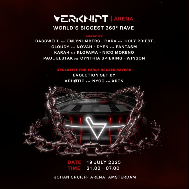 Verknipt arena returns in 2025 with groundbreaking 360-degree stage, uniting 40.000 hard techno fans for an unparalleled immersive experience